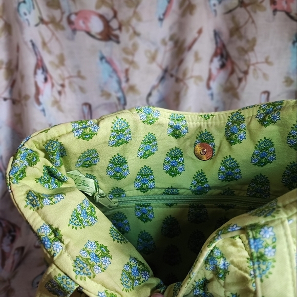Vera Bradley Citrus Lime Elephant Floral Quilted Tote Handbag Purse FLAW STAINS - Picture 9 of 15